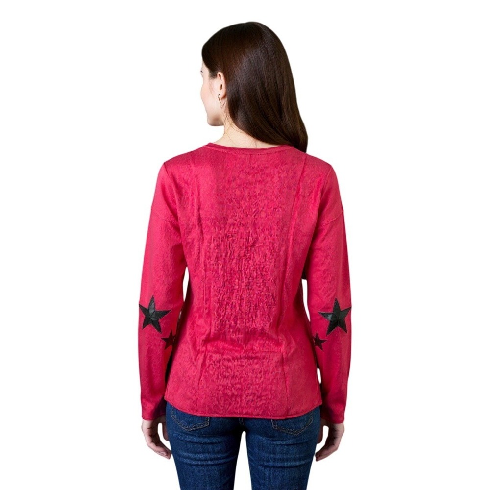J. Society Red Round Neck Elbow Patch Long Sleeve Sweater SMALL Fall Retro SALE